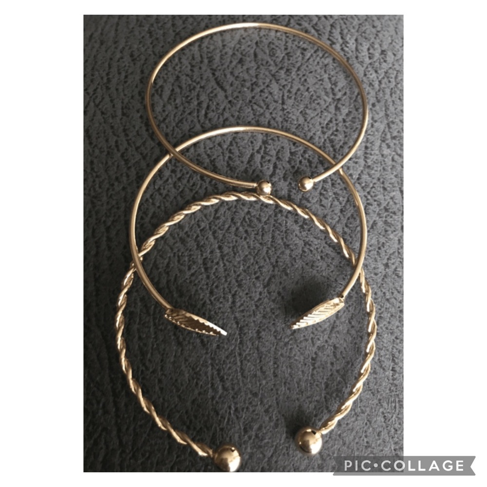 3 pc set of gold cuff bracelets - Picture 2 of 3